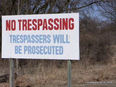 No trespassing sign, Bernard Long Road