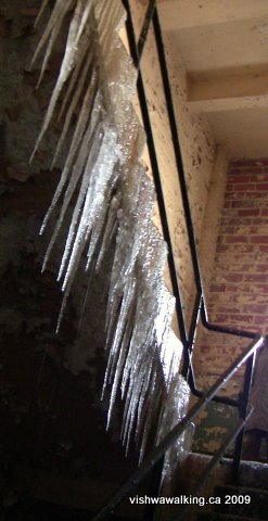 dow brewery, ice-laden stairs