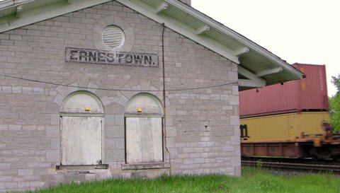 Ernestown station, west end with train passing