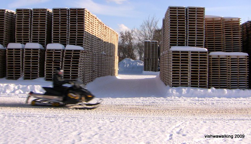 trans can tweed pallettes and snowmobile
